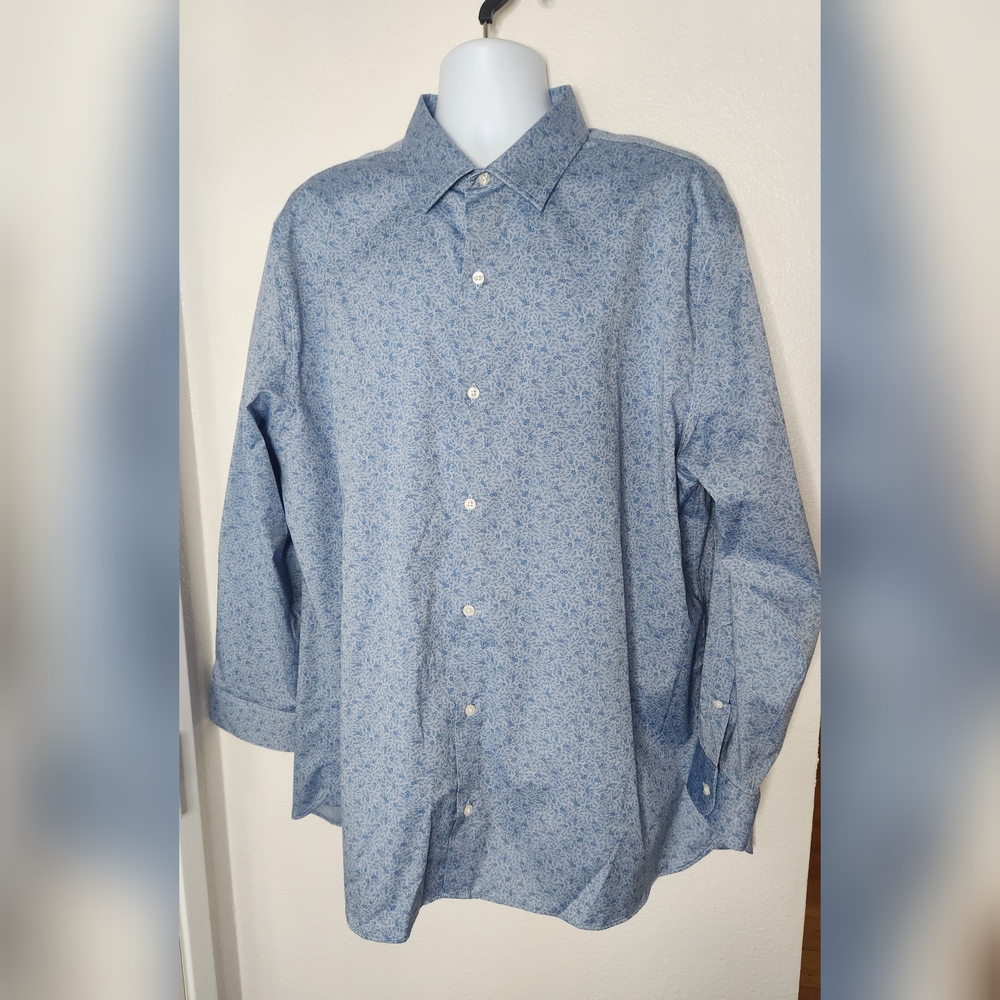 FAIRLANE Blue Floral Print Button Up Collared Shirt XXL Short